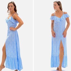 Walker & Wade Cold Shoulder Maxi -  Carly Dress/ Periwinkle Palm Size Small  NWT